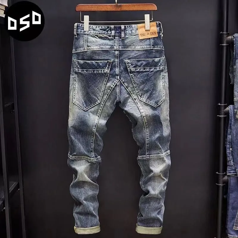 2024 lente en herfst nieuwe modetrend retro effen kleur elastische kleine benen heren casual ontspannen comfortabele ademende jeans