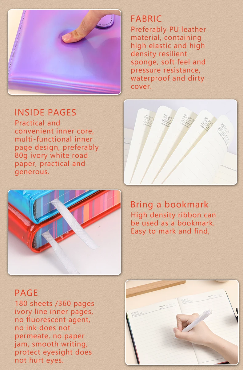 Laser-Gradienten-Notizbuch, 360-seitig, mehrfarbig, für Büromaterial, heißer Verkauf, für Schüler, Hardcover, hochwertiges Notizbuch – Detail 3
