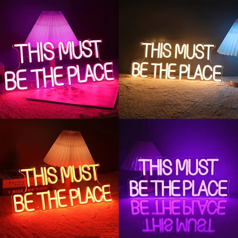 This Must Be The Place Neon Sign LED Letter Aesthetic Room Decoration For Home Bars Party Wall Art Lamp Shop Decorative Lights