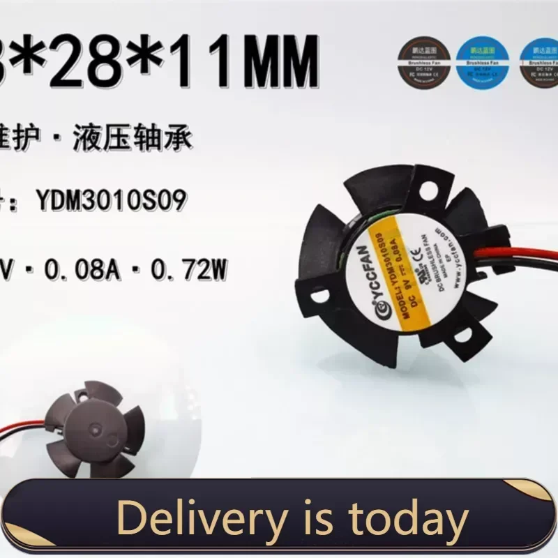 pa  original 2811 3CM fan replacement LED graphics card 9V 0.08A 28 * 11MM frameless isosceles fan
