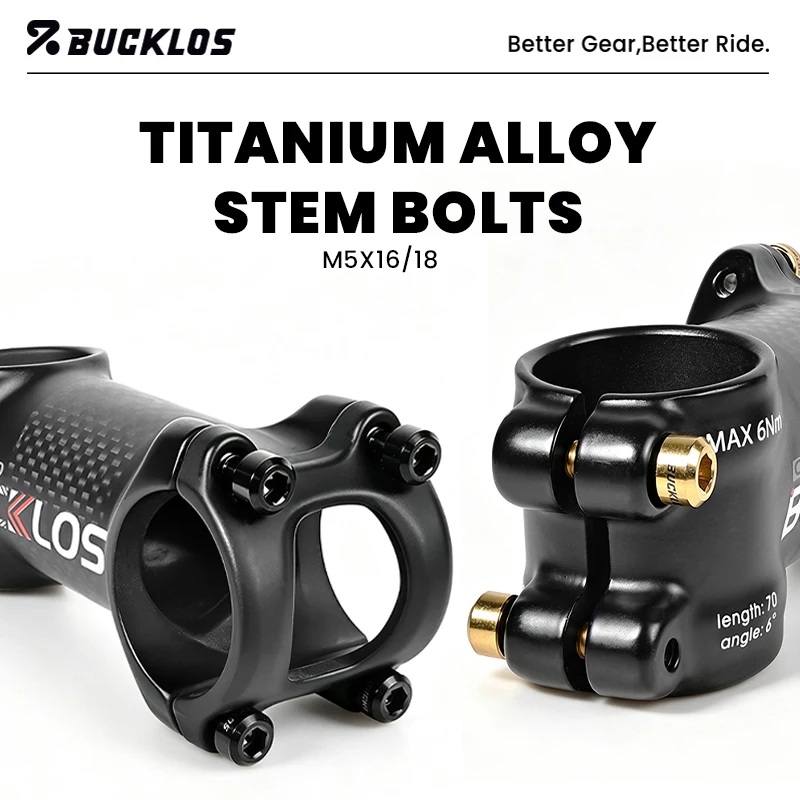 BUCKLOS Colorful Titanium Bike Stem Bolts M5x16mm 18mm Lightweight Hex Socket Bicycle Stem Screws for MTB Road Bicycle Parts