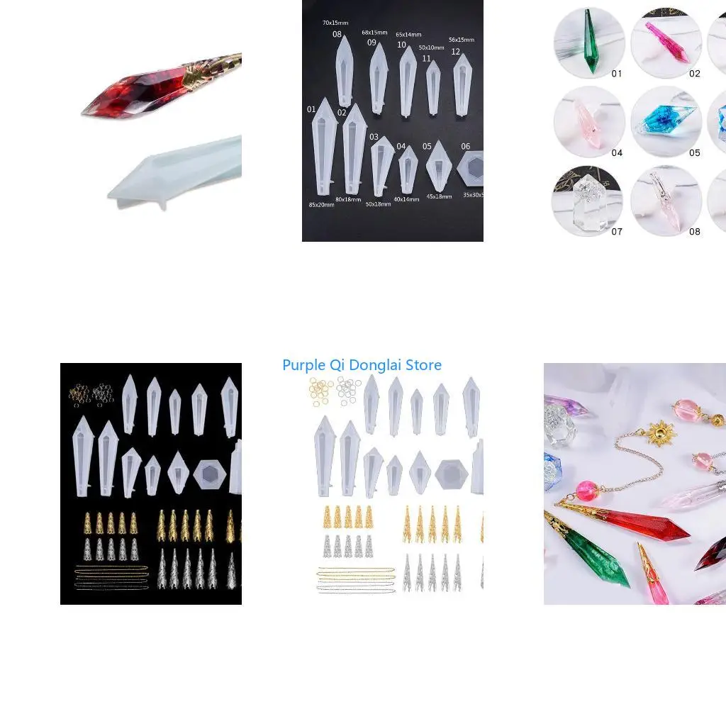 L21E 1 Set Crystal Epoxy Resin Mold Pendulum Casting Silicone Mould Handmade DIY Crafts Earring Necklace Pendent Jewelry Making
