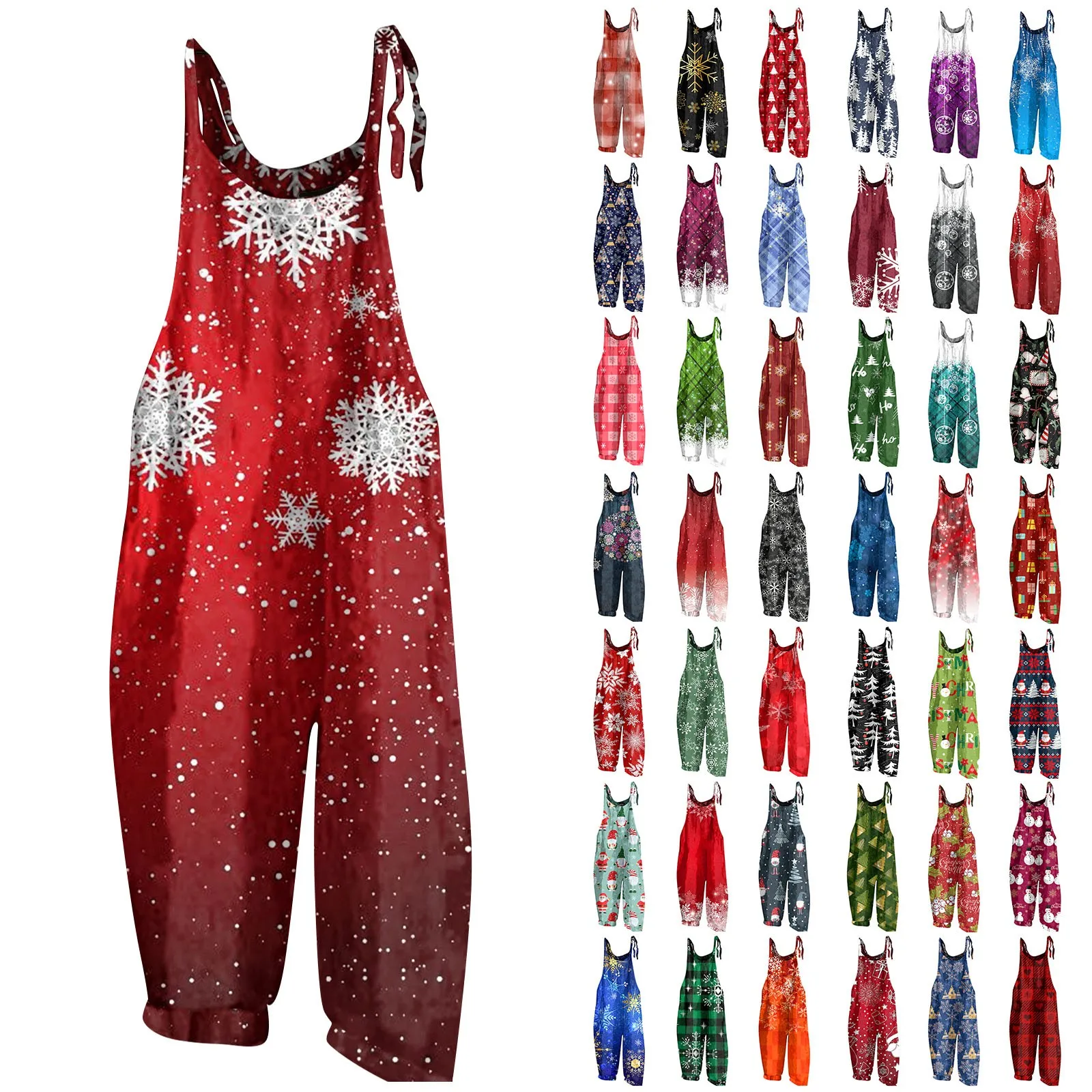 Harem Kerst Romper Eendelige Jumpsuits Overalls Vrouwen 3xl Abstracte Print Casul Losse Oversized Jarretel Rugloze Jumpsuit