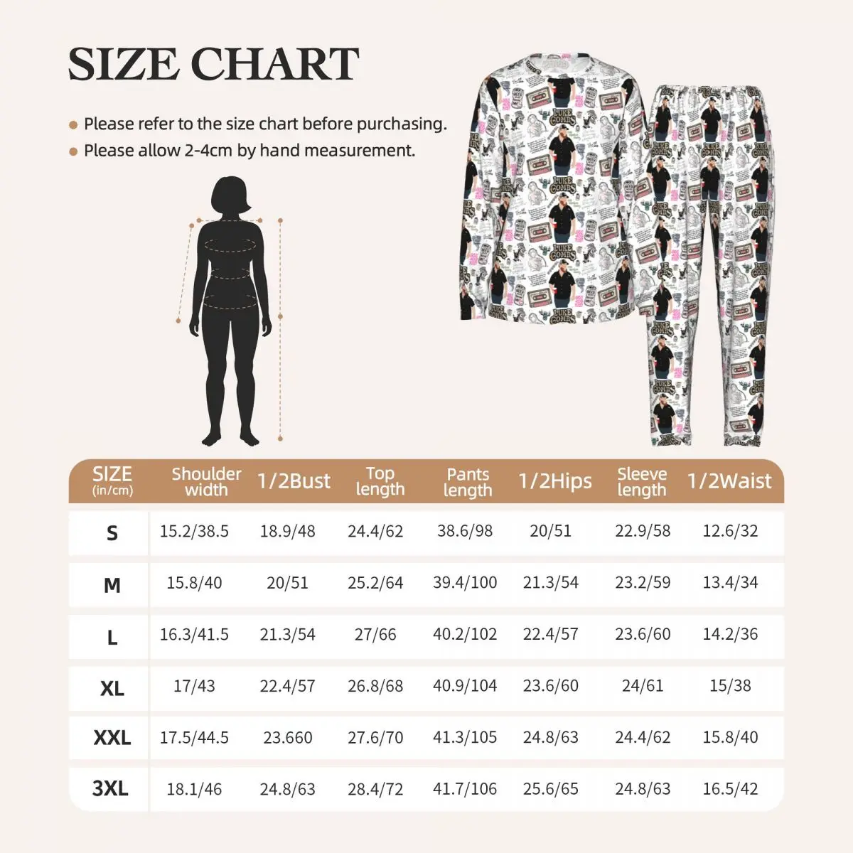 Country Singer Luke Combs Word Tour Round Neck Long Sleeve Nightgowns for Sleeping Sleepshirts Women Soft Pajama Set Long Pants