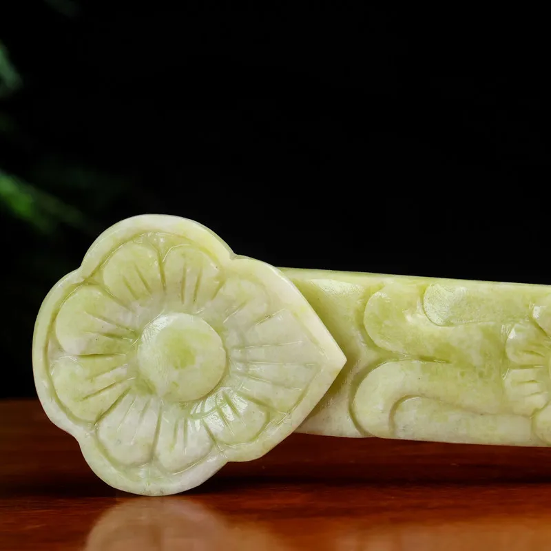 Zihun Natural Jadeite Bluefield Jade Ruyi Ornament for Home Living Room, Study, Office - Creative Auspicious Ruyi Decoration