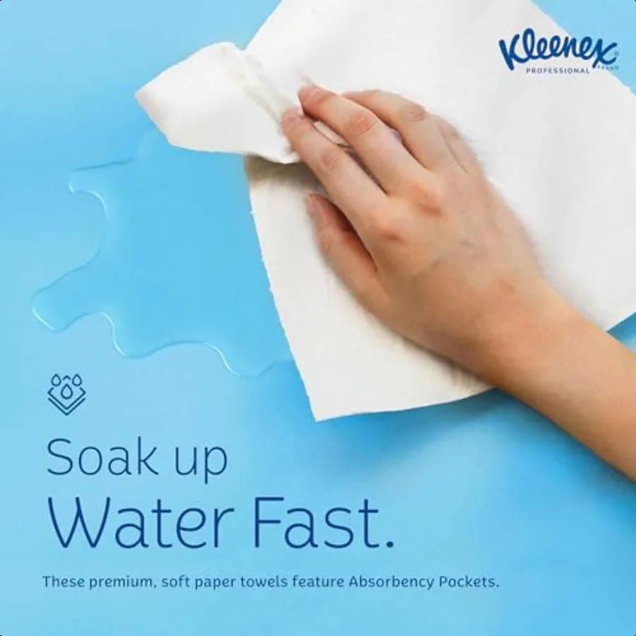 Kleenex Toallas Profional a granel 01701 Bolsillos de absorción premium Caja emergente blanca (18 cajas de 120 hojas 2 160 hojas en total)