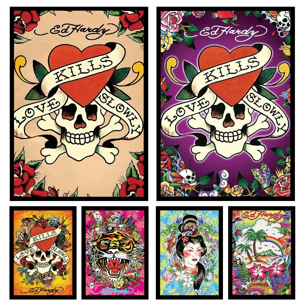 Cool E-Ed Hardy Tiger Brands Poster Wall Art Print Decorative Mural Home Decor Gift Unframed