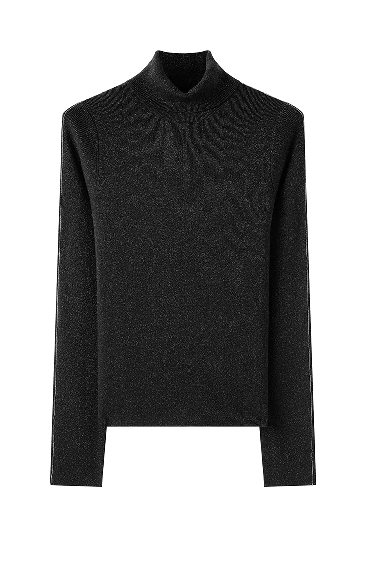 BY3521215 Premium Wollstrickpullover für Damen, eleganter Rollkragenpullover, einfarbig brauner Pullover, schickes, schmales Basic-Top für Bürodamen – Detail 10