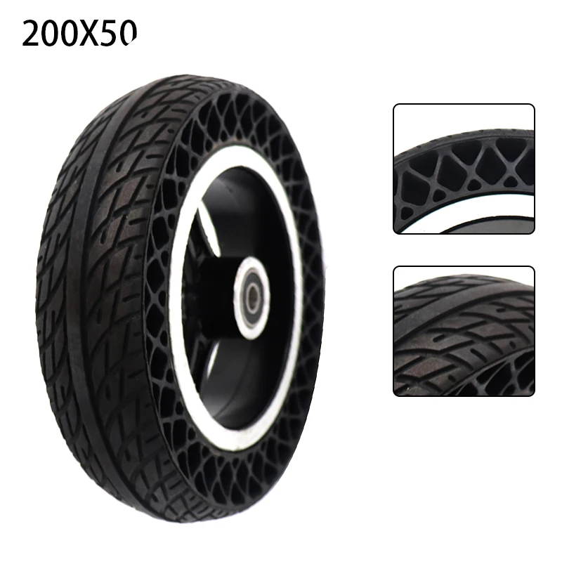 High quality and comfort 200x50 honeycomb solid tire, 8-inch hollow scooter tire with hub, lightweight non pneumatic tire
