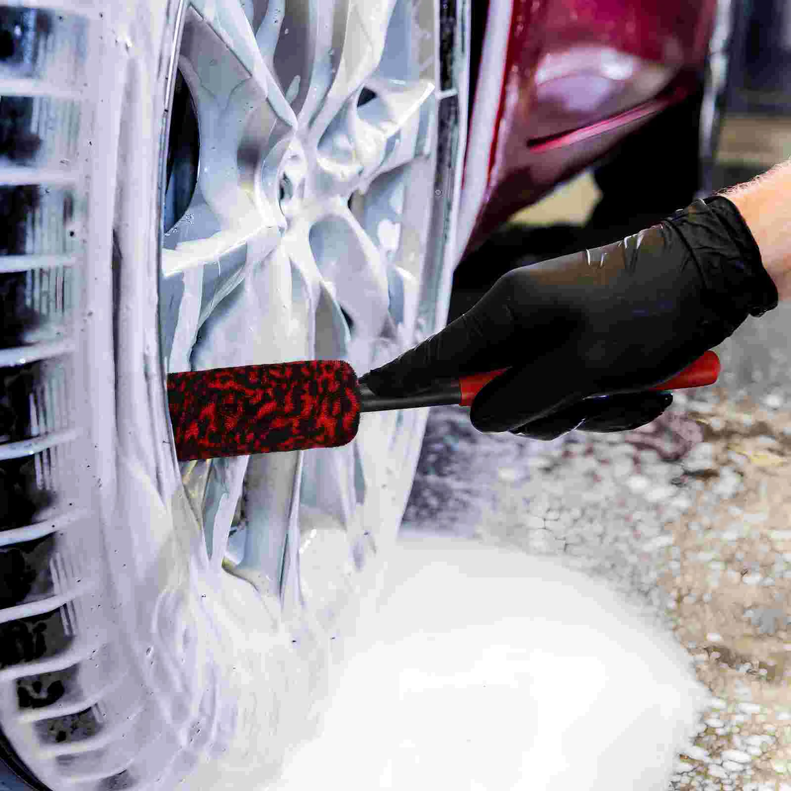 3 Pcs Tire Brush Car Wash Kit Hub Cleaning Rim Cleaner Detailing Tires Brushes The Cars Vehicle Wheeled