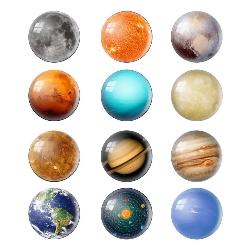 Planet Magnets For Fridge Solar System Round Refrigerator Magnetic Sticker 12Pcs Magnets Decorations Gifts For Housewarming New