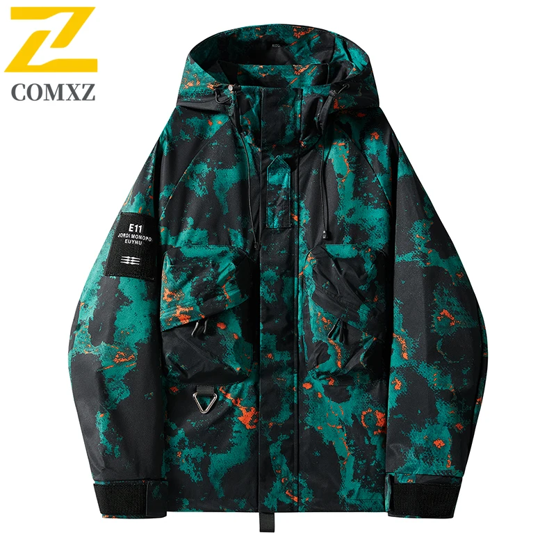 

Уличная куртка COMXZ 2025, альпинистская ветрозащитная водонепроницаемая повседневная осенняя куртка с капюшоном, три доказательства, спортивные ветровки, куртки