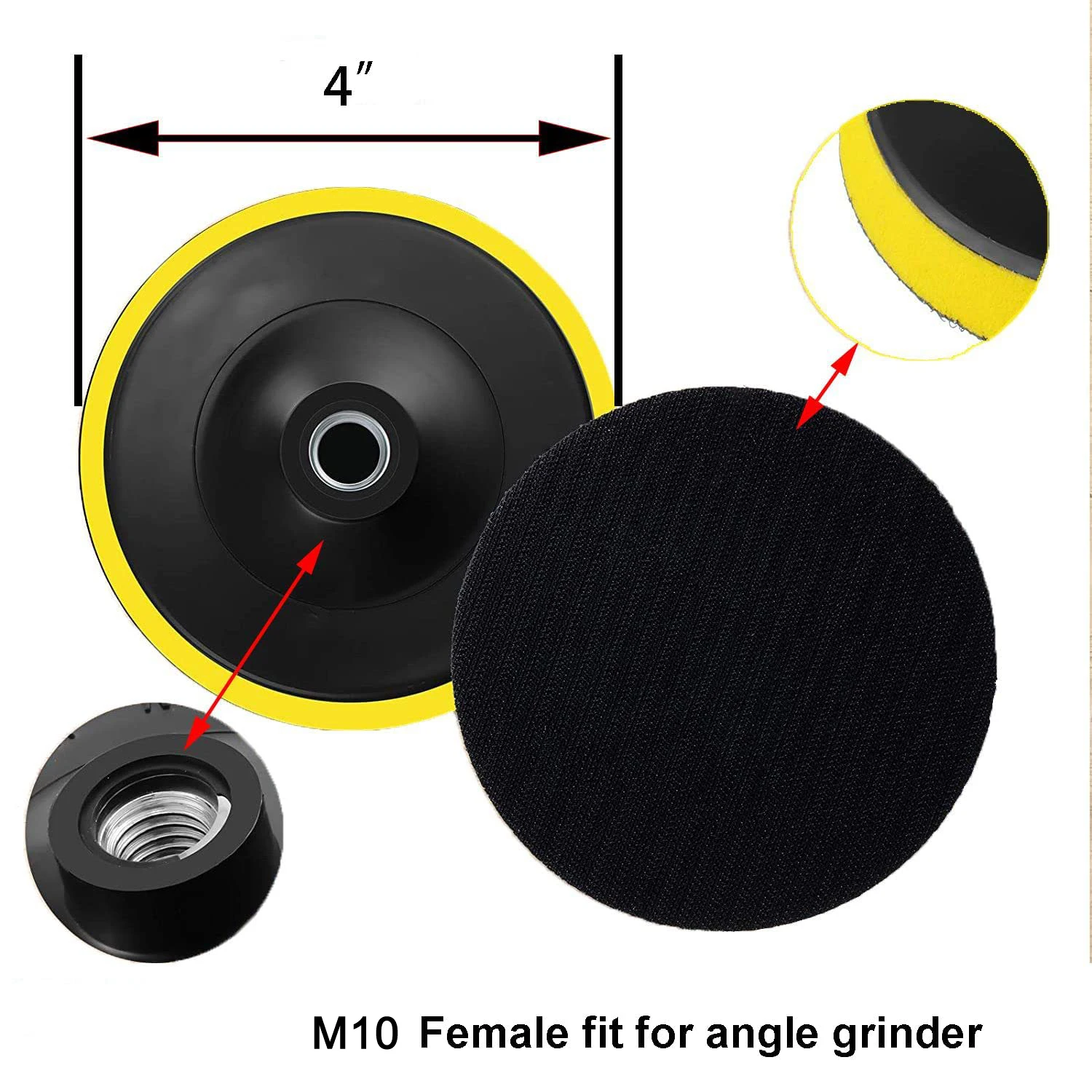 4Inch 100MM Sandpaper Kit 52Pcs with Hook and Loop Backing Pad M10 Drill Adapter for Grinding Metal Automotive Ceramic Wall