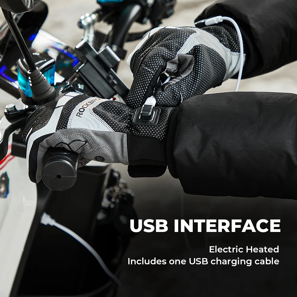 KEMITOUR قفازات ركوب الدراجات ساخنة قفازات دراجة سكوتر كهربائية USB آخر التدفئة قفازات الشتاء الحرارية شاشة تعمل باللمس