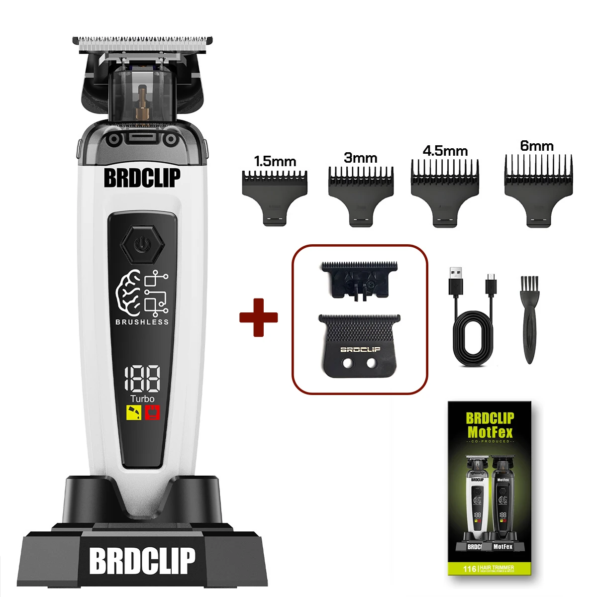 BRDCLIP 106B 116 7500 RPM Borstelloze Motor Haar Snijmachine Kit Professionele Tondeuse Kapper Salon Tondeuse voor Mannen