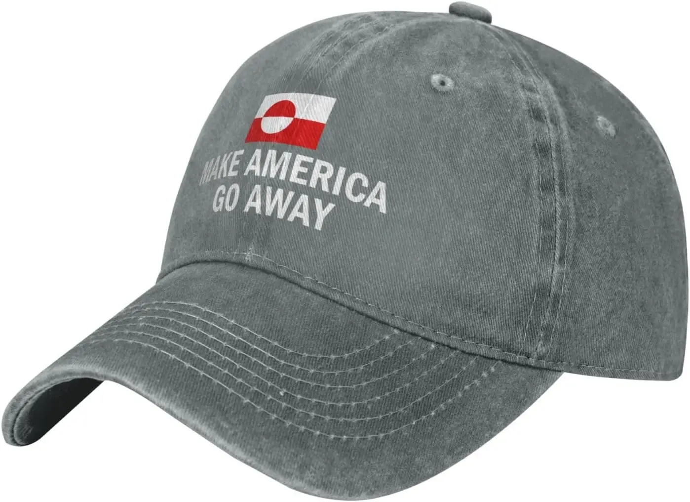 Make America Go Away Hat – Greenland Not for Sale Statement Denim Baseball Cap