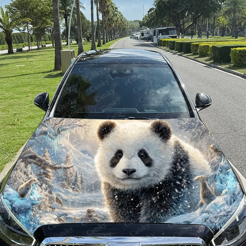 

Panda Bear Baby Car Hood Sticker PVC Self Waterproof Stick, Striking Auto Exterior Accessories Decor Protect Gift for Car Lover