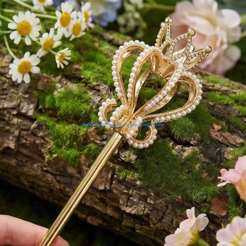E56A Alluring Pearls Encrusted Magical Staff for Fantasy Themed Event & Parties Gift