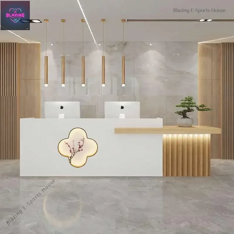Illuminated Counter Reception Desks Stylish White Luxury Front Reception Desks Design Modern Mostrador Negocio Bar Furniture