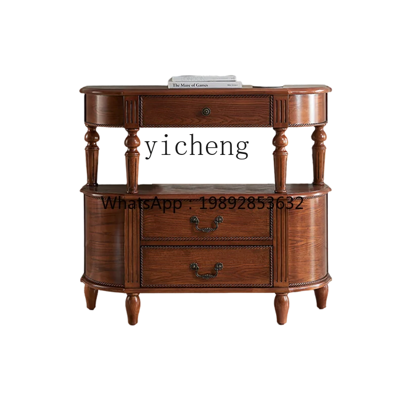 

GZ American Solid Wood Entrance Table Entrance Platform Semicircular Aisle Cabinet Corridor Wall Storage Cabinet