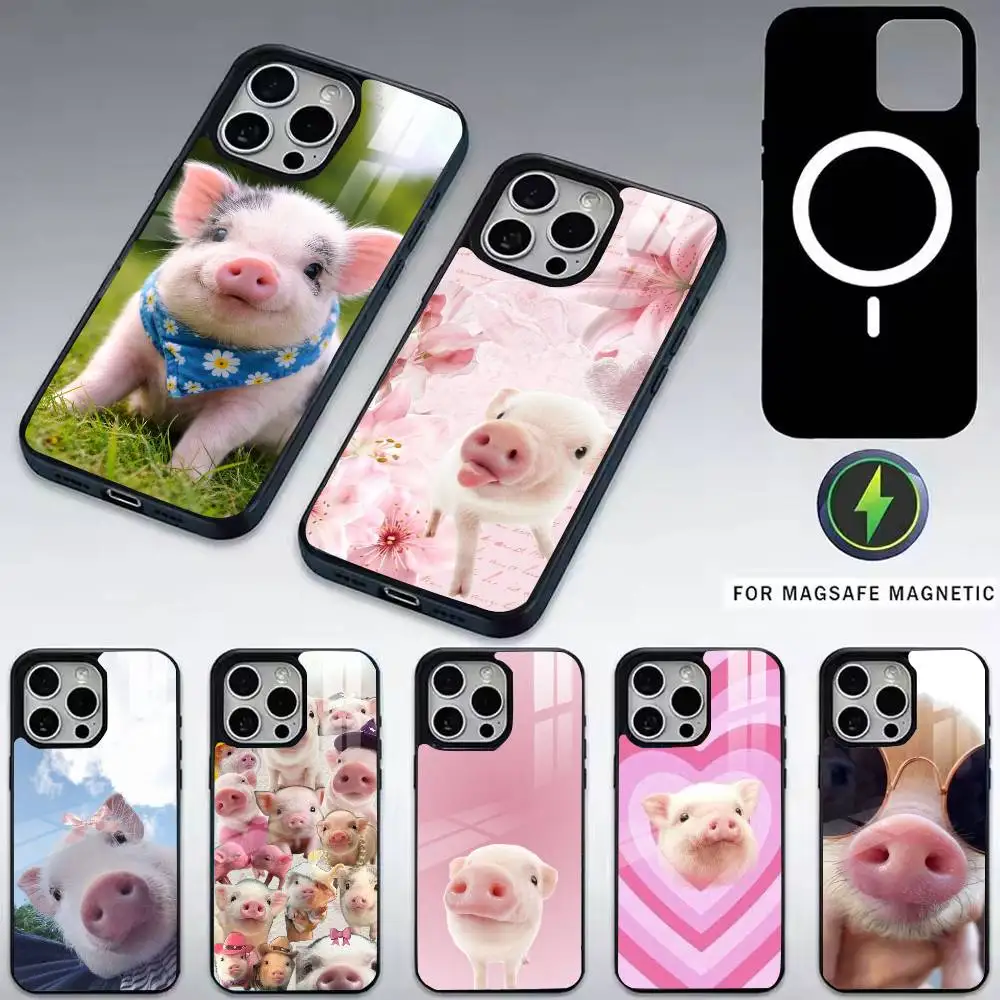 

Cute little Pink Pig-g Phone Case For iPhone17,16,15,14,13,12,11 Plus,Pro Magnetic with Magsafe Wireless Charging