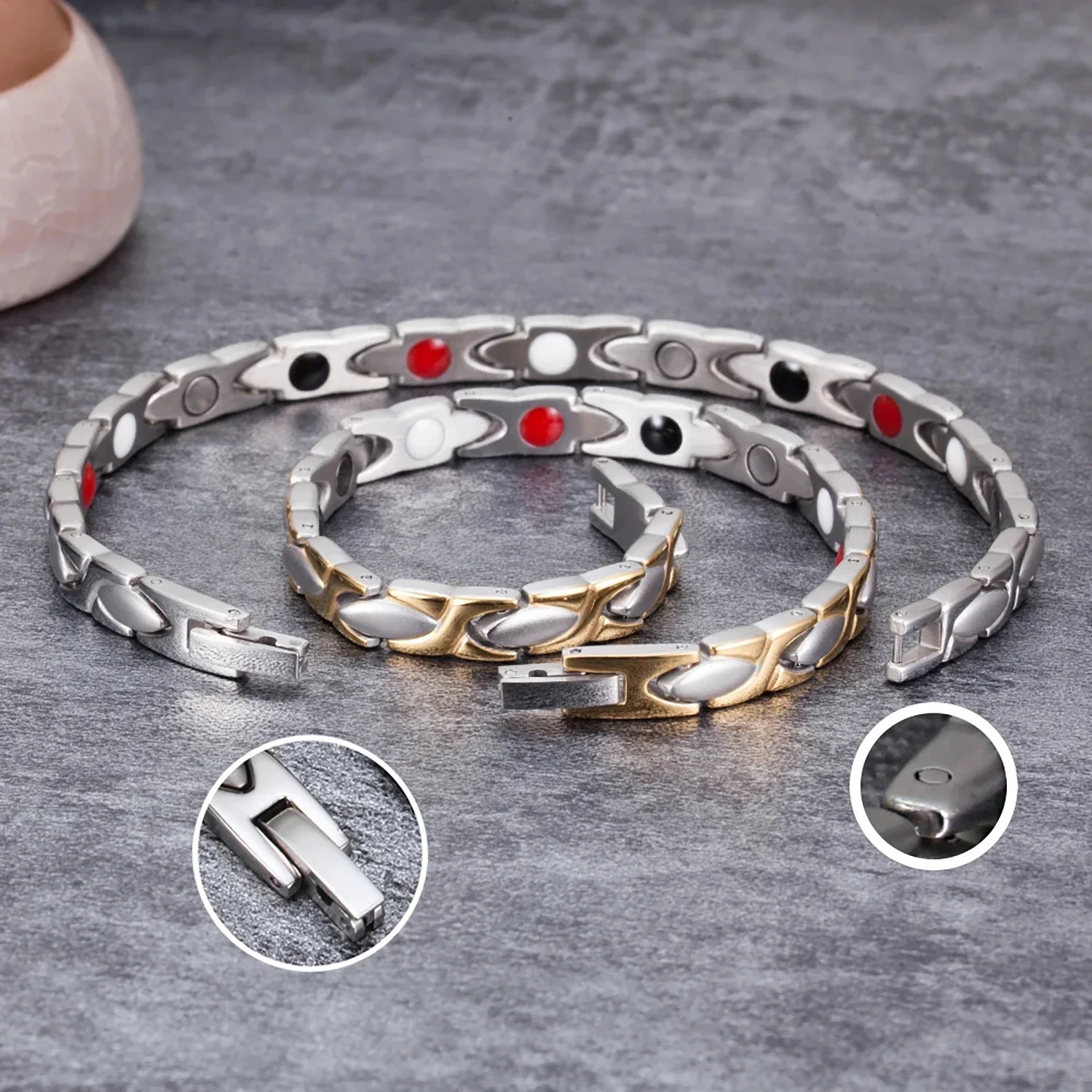 Healing Magnetic Therapy Bracelets for Women Relieve Arthritis Pain Stainless Steel Balance Bracelet Fashion Health Jewelry