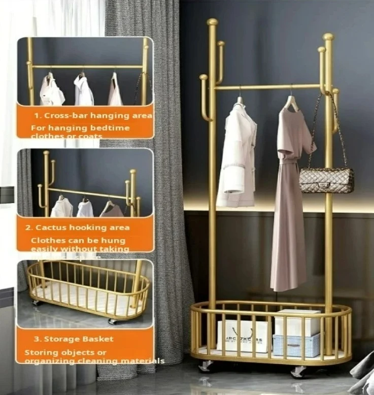 

Customizable Household Floorstanding Bedroom Clothes Rack