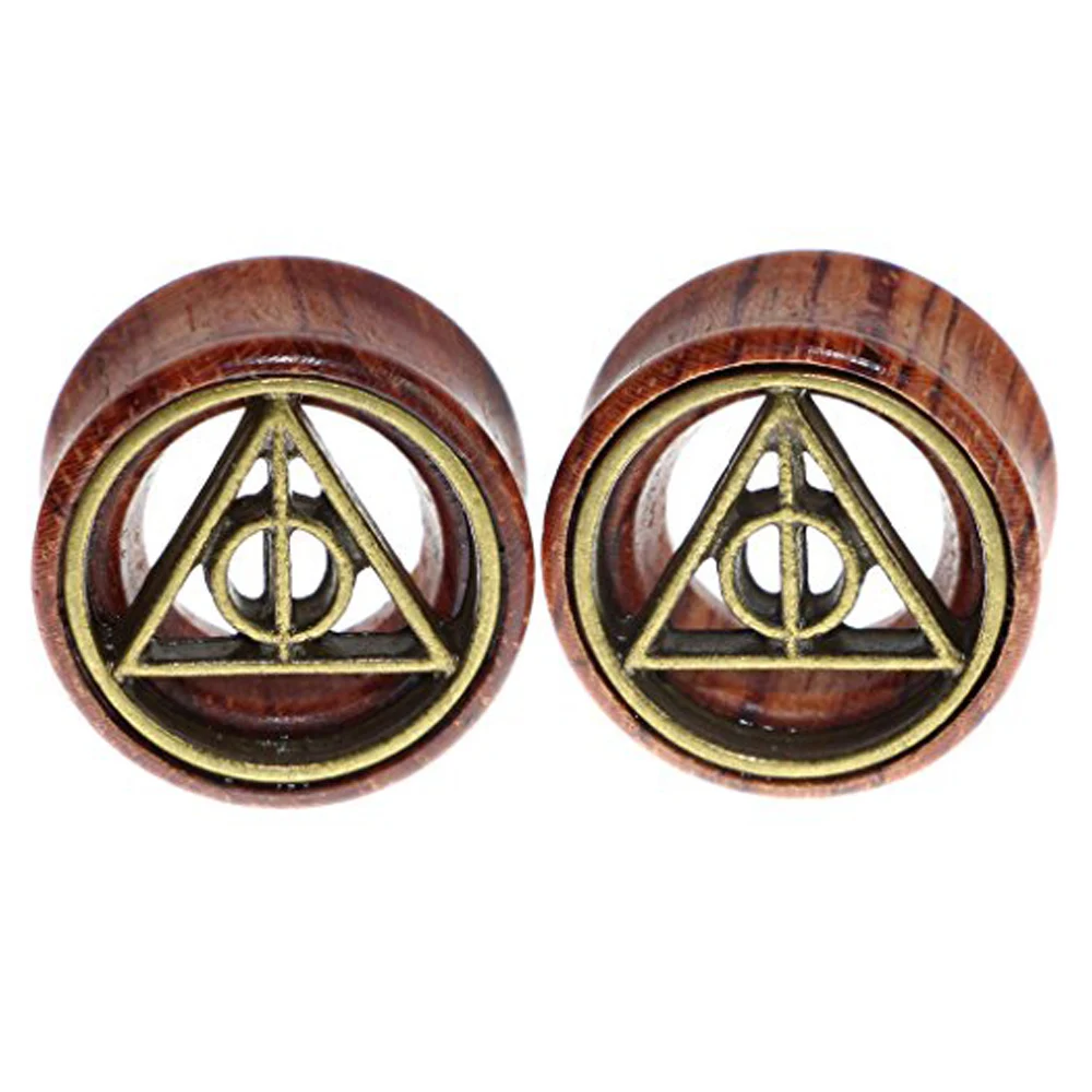 1PC Hollow Organic Wood Flesh Tunnels Double Flared Ear Stretcher Saddle Plugs Gauge 8mm - 20mm