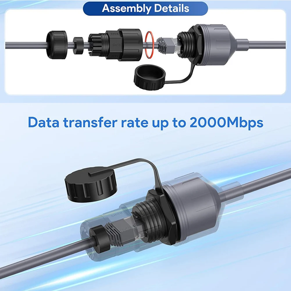 Extension Mini Ethernet Adapter 0.5m piece Waterproof Ethernet Adapter Oxygen-free Copper Wire 8 Cores Transmission