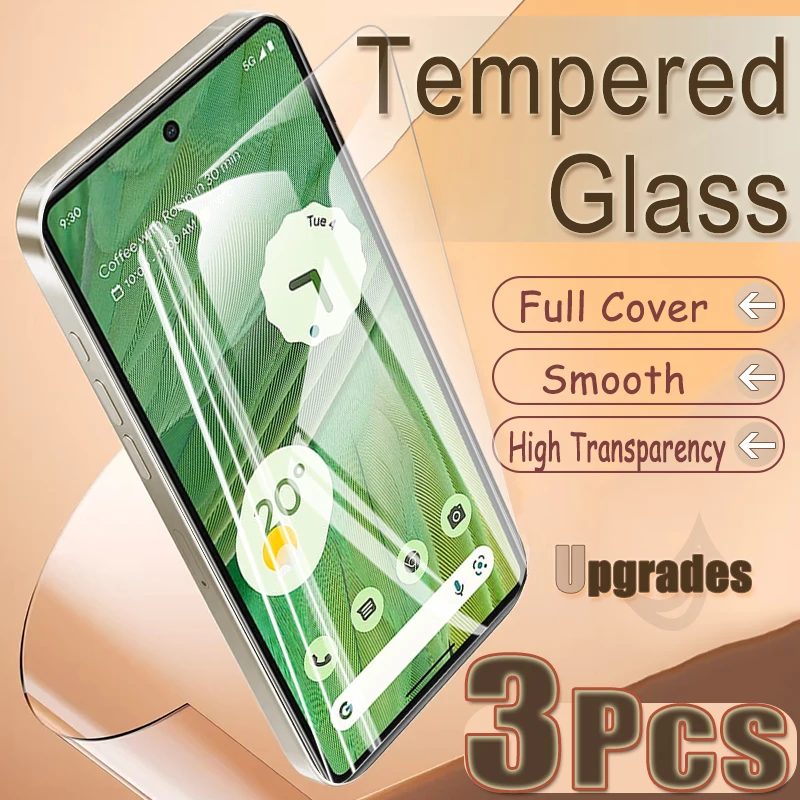 

3PCS Fingerprint-Unlock Protect Tempered Glass for Google Pixel 7 Pixel7 Clear Anti Explosion Screen Protectors Film Full Covers