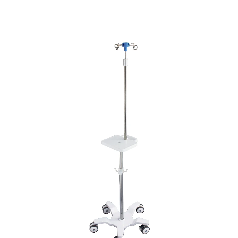 Hospital Furniture Stainless Steel Movable  Pole IV Stand Hospital Bed Drip Stand