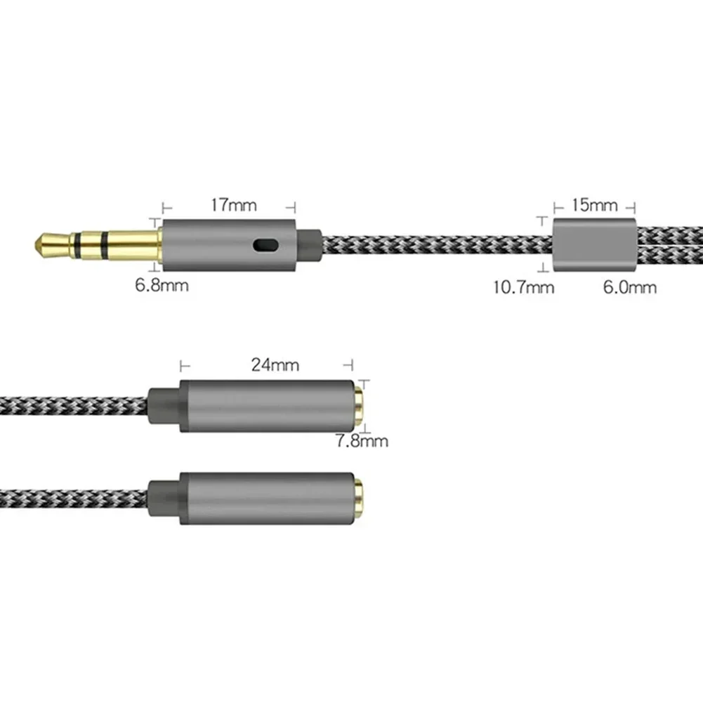 Conector divisor de auriculares, Cable macho a 2 hembra de 3,5mm a 3,5mm para teléfono, ordenador portátil, adaptador auxiliar de micrófono