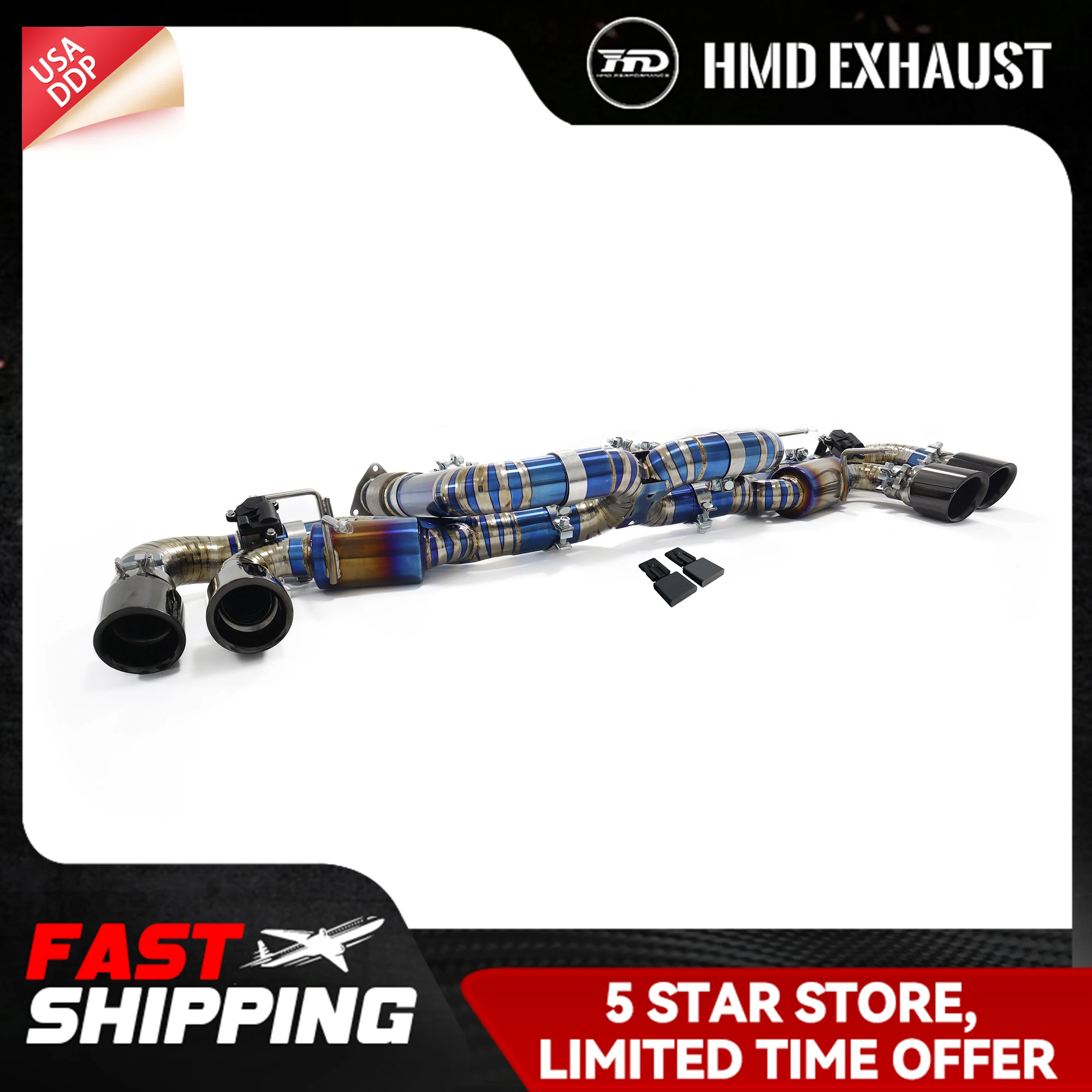 

HMD Catback для Corvette C8 Z51 6.2L Ti Высокопроизводительные выхлопные системы Установка без потерь Электронные клапаны Shield