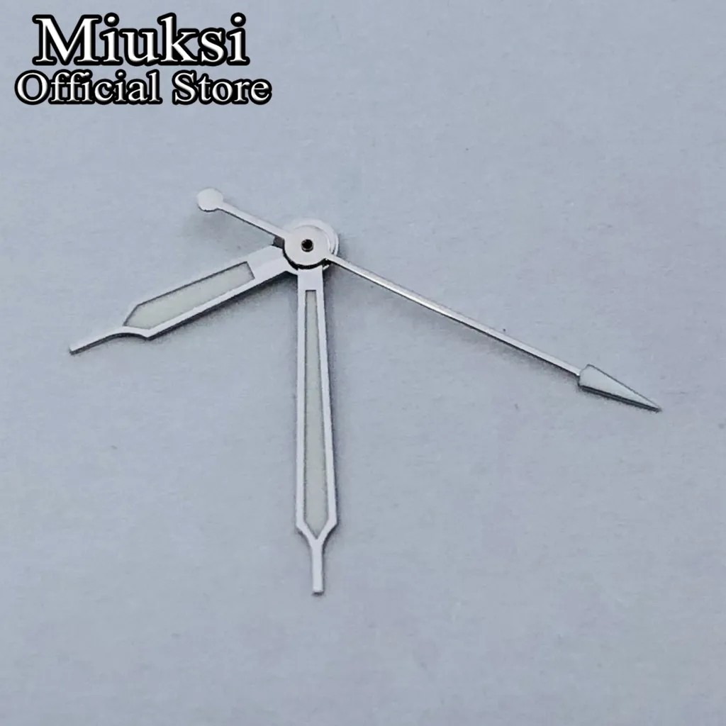 Miuksi silver white black watch hands green luminous fit NH35 NH36 ETA2824 2836 Miyota8215 821A DG2813 3804 PT5000 movement