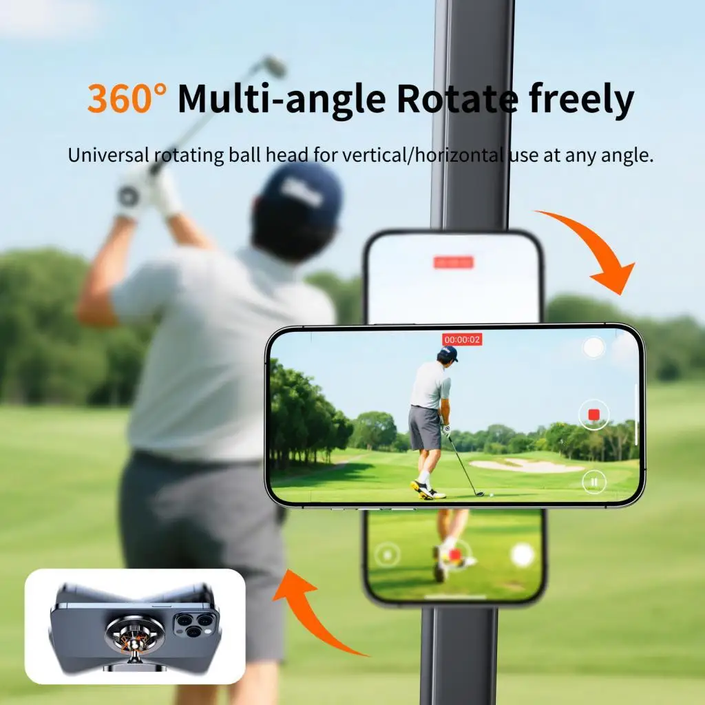 

Магнитный держатель для телефона с тележкой для гольфа, подходит для телефонов 4,7 дюйма + для экскурсионных тележек, универсальная шаровая головка, свободные руки, вращение на 360 градусов