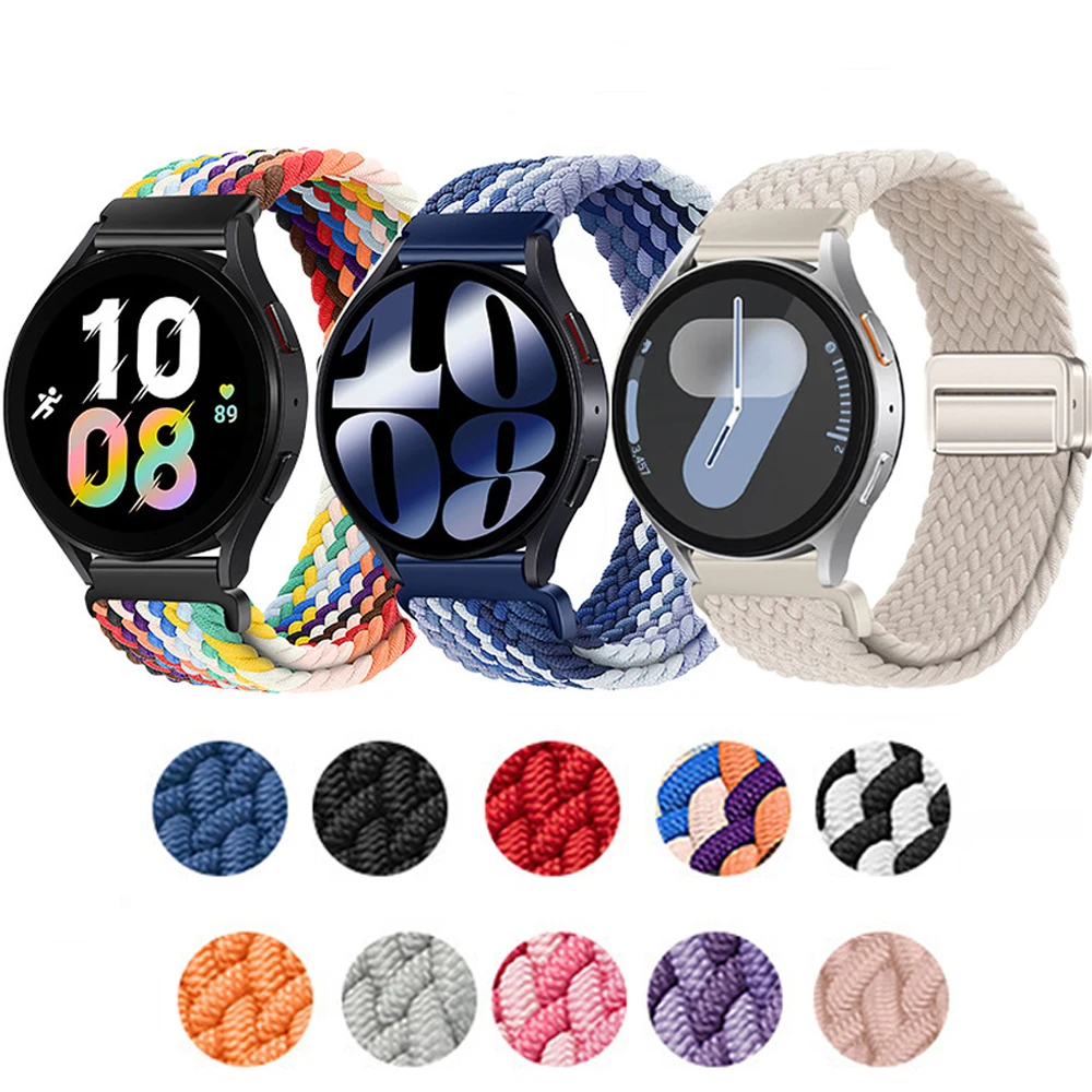 

20mm 22mm Magnetic Bracelet for Samsung Galaxy Watch 7/6/Classic/5/4/3 Braided Loop Nylon Strap for Huawei Watch 4/3/GT 5 4 Band
