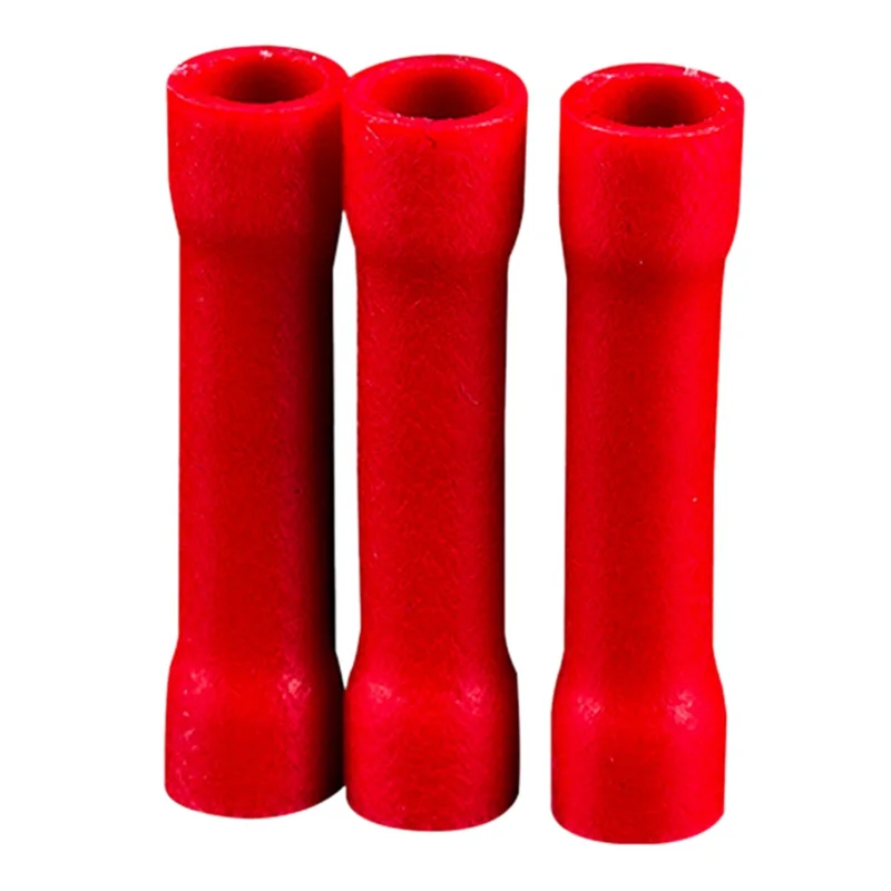 1000PCS BV1.25 Fully Insulated Intermediate Connector Long Red Intermediate Tube Sleeve Cold Press Terminal