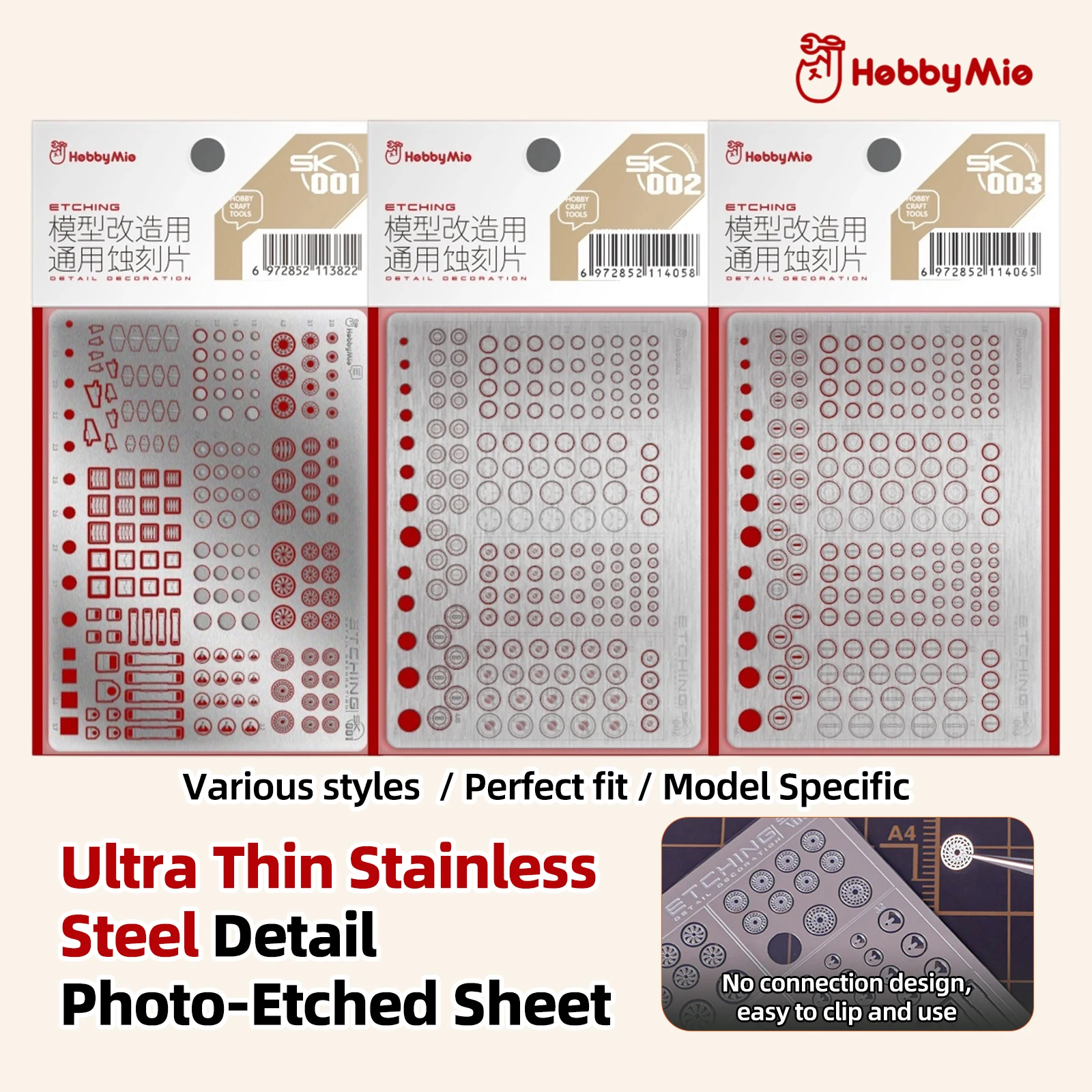Hobby Mio Model SS Photo Etched Sheets Building Modification Parts Detail Upgrade Universal for Gundam Mecha Model DIY Making