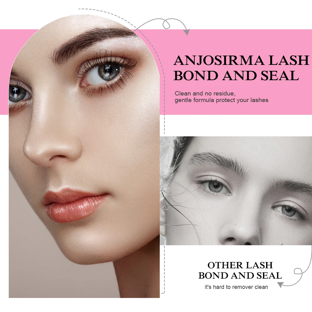 Anjosirma Lash Bond En Afdichting 10Ml Individuele Wimpers Lijm Diy Lash Clusters 48-72 Uur Waterdichte Cluster Lash Lijm