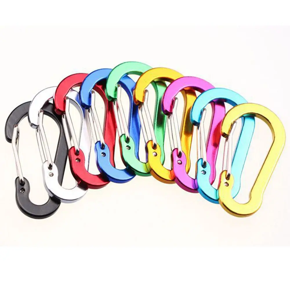 5pcs Camping Climbing Aluminum Alloy Carabiner Fishing Hook Lock Buckle Snap Clip Keychain