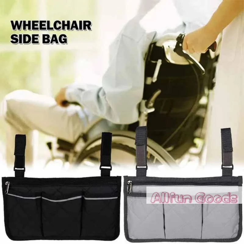 [TG835]5 Colors Wheelchair Side Organizer Bag Multi Pockets Armrest Storage With Zipper