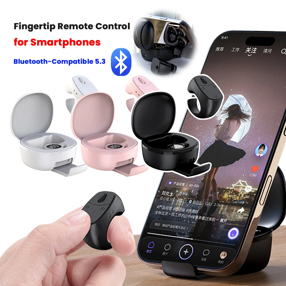 Scrolling Ring Bluetooth-Compatible 5.3 Wireless Camera Shutter Digital Display Remote Control Shutter/Clicker for Smartphones