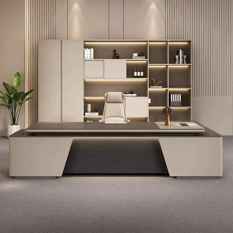 

PYJ simple modern light luxury high sense president large desk office desk and chair combination