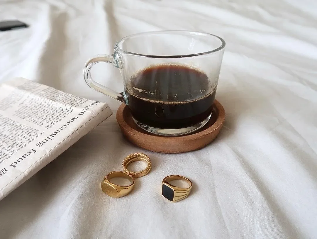 Creative Statement Ring Woman Simple Gold-plated Temperament Stacked with Vintage Titanium Steel Ring