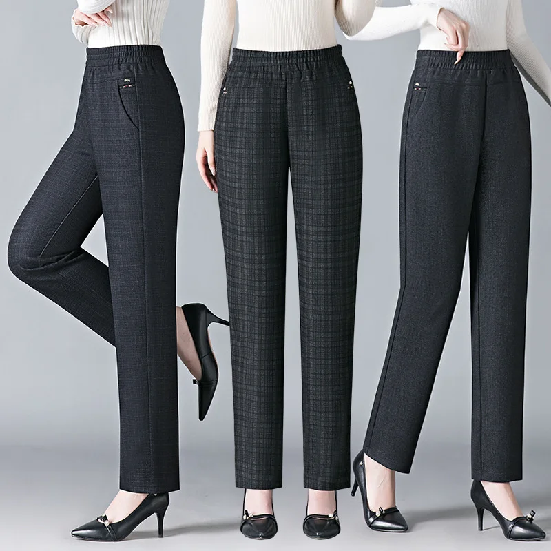 2024 New Spring Autumn Women Trousers Loose Casual Straight Leg Pants Elastic High Waist Mom Pants Female Comfortable Long Pants