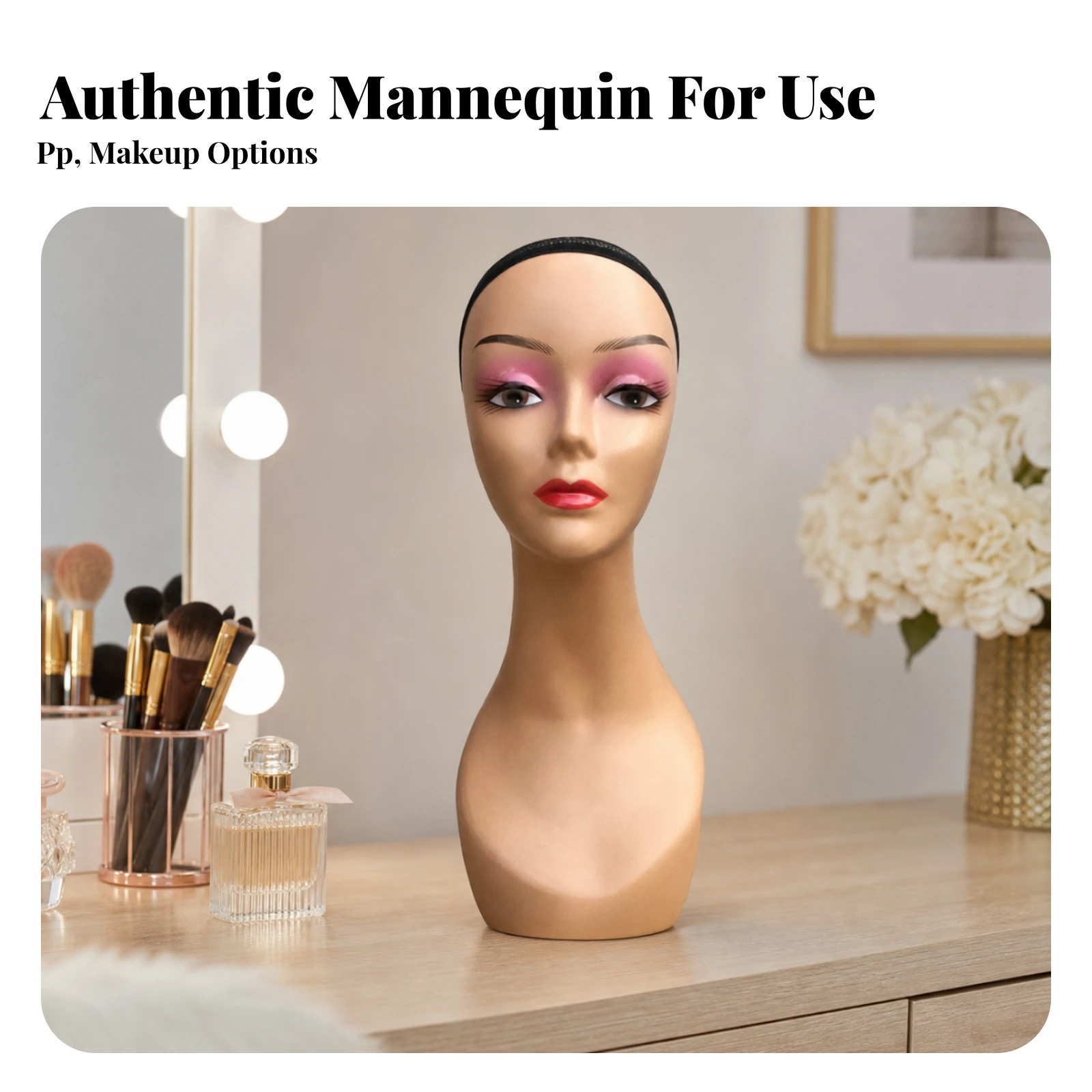 Mannequin Head with Hairpiece Cap Smooth Molded Hairpiece Display Mannequin Head Realistic Defined Facial Features