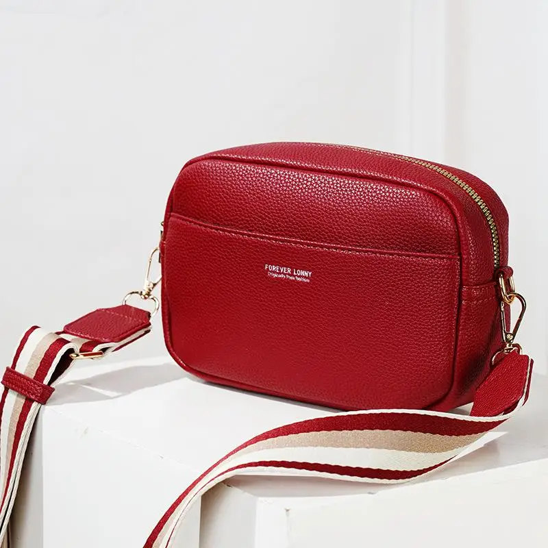 Trendy Women's Bags Shoulder Bag Pu Polyester Crossbody Bags Female Leisure Versatile Plain High Capacity Small Square Bag