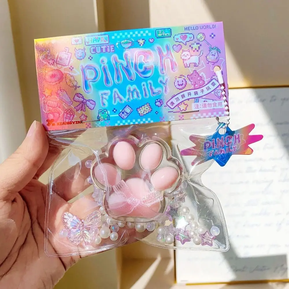 Funny TPR Cat Paw Slow Rebound Toy Transparent Bow Squeeze Soft Lovely Cat Claw Pinch Toy Fidget Children Decompression Toys