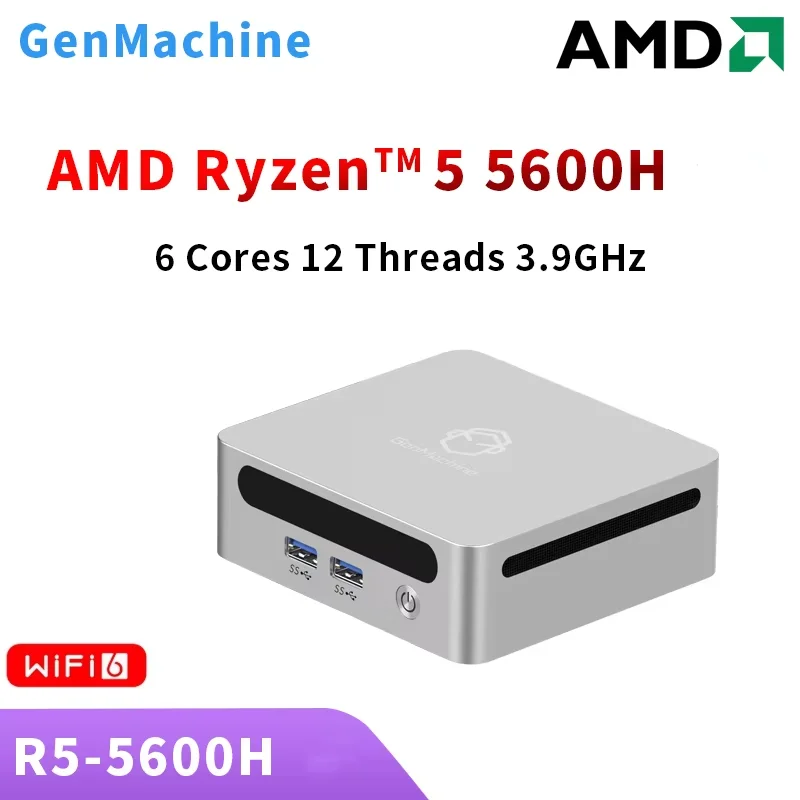 كمبيوتر صغير GenMachine Ryzen 5 5600H يعمل بنظام التشغيل Windows 11 DDR4 3200Mhz Max يدعم 64GB RAM Gaming WIFI6 كمبيوتر ألعاب يمكنك صنعه بنفسك كمبيوتر ألعاب