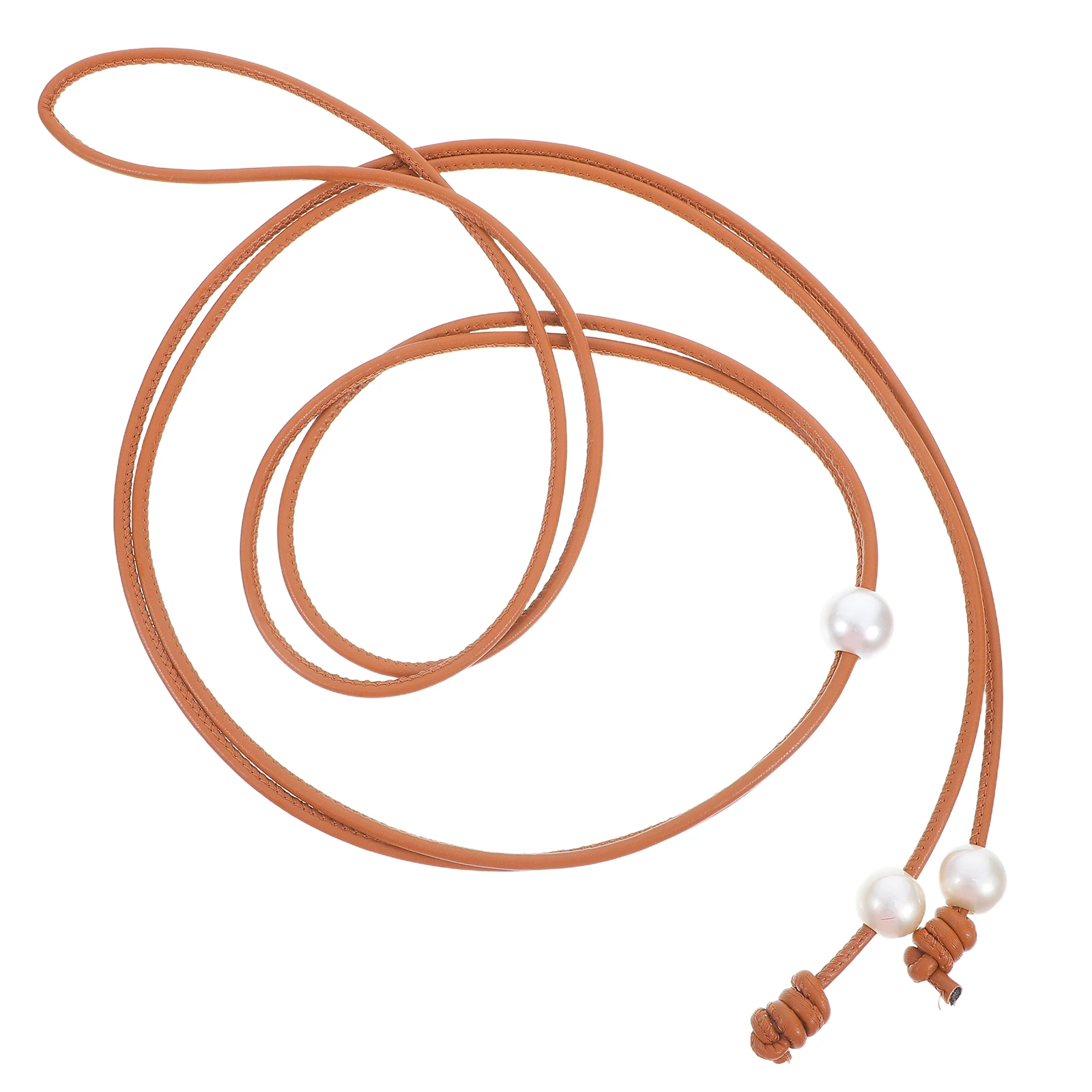 

Pearl Belt Women Dress Belts Adjustable Thin Waist Rope PU Summer Fashion Boho Ladies Accessories Durable Material